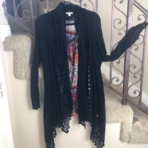 NWOTSAPPHIRE (Msrp:$149)Blk Lace Drop Front Jacket